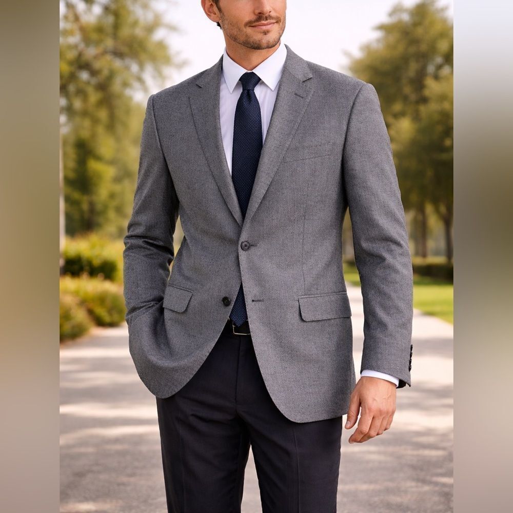 Mantoni Super 140s Wool Blazer 44S Gray Italy 2 Button Sport Coat